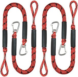 4 Pack Bungee Boat Dock Line with Stainless Steel Clip 3FT Mooring Rope Boat Accessories Docking Lines PWC Dockline for Boats Kayak, Jet Ski, Pontoon, Canoe, Power Boat WaveRunner(Red&Black)