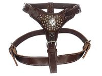 M&D Extra Large Heavy Duty Brown Leather Dog Harness with Studded Design and Cane Corso Head Motif