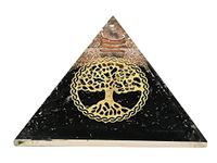 Shungite Orgonite Pyramid for EMF Protection and Negative Energy Protection | Natural Crystal Orgone Organite Pyramid (Vintage Tree of Life)