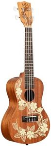 Kala Brand Music Co., 4-String Ukulele, Right, Stained Mahogany with Ivory Graphic, Concert (KA-GARDENIA-C_W/BAG)