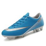 VTASQ Football Boots Men's Outdoor Cleats Professional Athletics Sneakers TeensTraining Soccer Shoes Unisex Blue 9UK