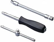 PANSHIYON 1/4" Drive Spinner Handle with 1/4" Drive Sliding T-Handle and Flexible Socket Extension Bar Set(3pcs)