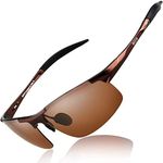 Duco Driving Sunglasses for Men Ultralight Polarized Sunglasses metal Frame mens Sun Glasses 100% UV400 Protection 8177s (Brown Frame Brown Lens)