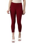 TWIN BIRDS Tailored Cut & Classic Fit Cherry Berry Coloured Stretchable Viscose Elasthane Fabric Mid-Rise Skinny Fit High Ankle Length Leggings for Women - (L)