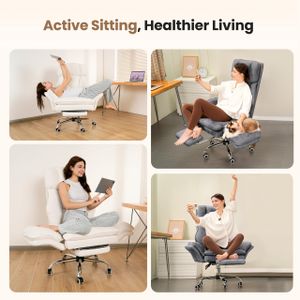 HOMRELEXA Big & Tall Office Chair – Flip Armrests, Wide Teddy Fleece Seat, Reclining with Footrest