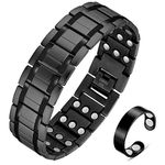 Vicmag 3X Magnetic Bracelet for Men Pure Titanium Bracelet 3500 Gauss Ultra Strength Magnets Adjustable Wristband with Adjustment Tool & Gift Box (Black)