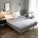 Nokolulu Queen Fitted Sheet Only - Fuzzy Flannel Extra Soft Velvet Queen Bottom Sheet - Plush Shaggy Fitted Sheets Queen Size - 18" Deep Pocket (Light Grey, Queen)