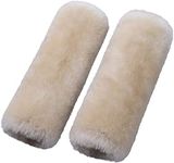 2 Pack Automotive Authentic Sheepskin Car Seat Belt Pads, Soft Shoulder Pad, Neck Cushion Protector, Genuine Natural Merino Wool (Pearl)