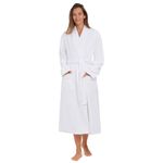 MONARCH Unisex Plush Lined Microfiber Bath Robe - Soft Shell with Polyester Lining, Resort-Grade Hotel & Spa Robe with Pocket, White, Medium