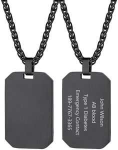 Personalized Black Military Dog Tag Necklace Army Style Pendant with Wheat Chain Stainless Steel Jewelry