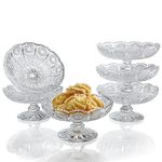 6Pcs Glass Cake Plate Dessert Stand,Crystal Cupcake Plate Server,Clear Small Cake Stand for Chocolate, Dessert, Fruit,Wedding, Birthday, Baby Shower, Party