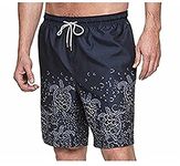 Kirkland Signature Men's Elastic Waistband Mesh Lined Swim Short Trunk, Bubble Turtles, Medium