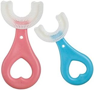claiol 2 Pcs U-Shaped Kids Toothbrush, Premium Soft Manual Training Toothbrush for Kids 2-6 Years Old. (Blue+Pink)