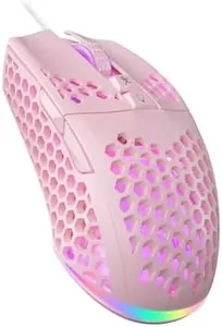 SOLAKAKA SM900 Pink Wired Gaming Mouse with Honeycomb Shell,12800 DPI,7 Programmable Buttons,Lightweight Gaming Mice Ergonomic Computer Mouse Gaming for Windows/PC/Mac/Laptop Gamer