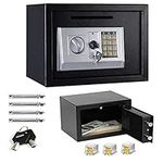 16L Digital Safety Boxes for Home,Lock Box, Money Box, Electronic Security Safe Box,with 2 Override Keys and 4 Installing Bolts,Wall Floor Mounted for Home Office Hotel,Black