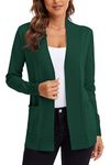 Urban CoCo Women's Lightweight Open Front Knit Cardigan Sweater Long Sleeve with Pocket (Dark Green, S)