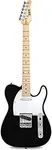 LyxPro 39” Electric Guitar TL Series, Full-Size Paulownia Wood Body, 3-Ply Pickguard, C-Shape Neck, Ashtray Bridge, Quality Gear Tuners, 3-Way Switch & Volume/Tone Controls, 2 Picks Included, Black