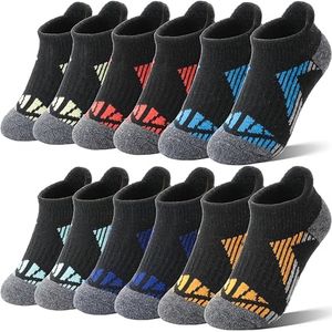 Sandsuced Kids Merino Wool Ankle Socks Girls Boys Thermal Winter Hiking Athletic Cozy Warm Thick Cushion Running No Show Gift Socks 6 Pairs Stocking Stuffers(Black,8-12 Years)