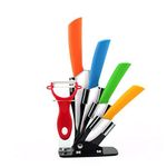 SYGA 6 Piece Ceramic Kitchen Knife Set and Vegetable Peeler Set with Adjustable Holder Stand(Multi)