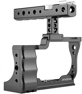 Andoer Jaula para cámara con asa superior compatible con Canon EOS M50, con soporte para zapata fría