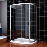 ELEGANT 1000 x 800 mm Right Offset Quadrant Shower Cubicle 6mm Sliding Glass Enclosure Door with Tray + Waste