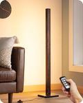 EDISHINE Wooden LED Corner Floor Lamp with Remote, Minimalist Dimmable Atmosphere Light, Modern Standing Mood Lighting for Living Room, Bedroom, Studio, Office, 7 Color Temperature 2700~6000K, 46"