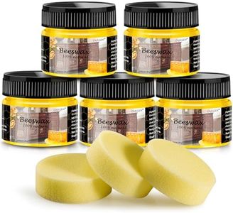 CARGEN Beeswax Furniture Polish, Wood Seasoning Beeswax for Furniture Wood Wax for Dining Table Floor Doors Chairs Cabinets to Protect and Care 5pcs Beeswax Polish 3pcs Sponges.