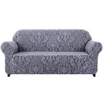 subrtex High Stretch Sofa Slipcover 1-Piece Jacquard Damask Sofa Couch Furnitures Protector for Living Room (Sofa, Gray Jacquard)