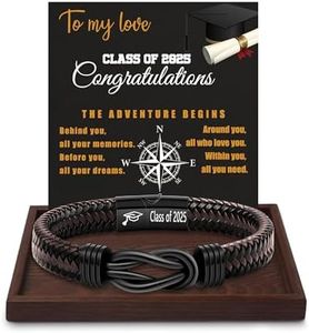 College Graduation Gifts for Him, Graduation Gifts for Boyfriend Leather Bracelets for Men High School Grad Gift for Him Infinity Knot Black Bracelet for Son Grandson Love Boyfriend Gift Set