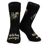 Harry Potter Slipper Socks, Women Knitted Fluffy Socks, Xmas Stocking Fillers (Black)