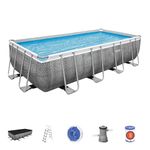 Bestway Rectangular Swimming Pool Above Groun for Kids,Adults and Family Out Door Water Pool (Dimension 16ft Length, 8ft Width, 4ft Height)(56996)