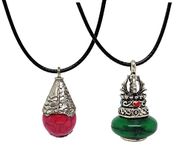 El Regalo 2 PCs Bohemian Tibetan Stone Necklace with Carving | Fusion Tribal Pendant Necklace for Girls & Women (Pink & Green)