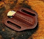 ADAM KNIVES Leather Pocket Knife Sheath For Belt, Slanted Sheath, Tooled Leather Sheath, Beautiful Folding/Trapper Knife Leather Cover 100% Real Leather