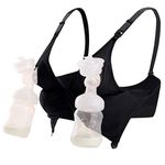 iloveSIA Nursing & Pumping Bra All in One Hands Free Pump Nurse Bra, Black P/N, XXL