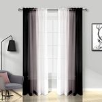 Melodieux Black Ombre Sheer Curtains Gradient Rod Pocket Voiles, 56x90 inch, 2 Panels