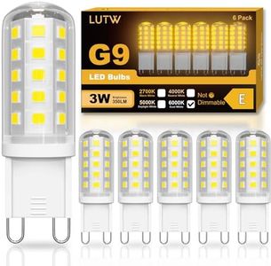 LUTW G9 LED Bulbs Cool White 3W, Equivalent 30W - 40W G9 Halogen Bulbs, Non-dimmable, 350LM 6000K Energy Saving Light Bulbs for Chandelier, Lighting Decor, Ceiling Lights, Wall Light, 6 Pack