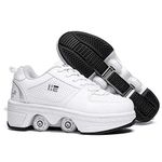 TAILORIA Four-Wheel 2-in-1 Roller Skate Shoes Unisex Roller Shoes & Sneakers Detachable Skate Shoes Kids Sneakers Shoes with Wheels Skating Roller Skates