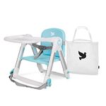 APRAMO FLIPPA Dining Booster Chair, Baby Toddler Folding Portable Booster Feeding Seat for Children 6 Months to 3 Years Approx. 15kg with Harness & Removable Tray (Blue Turquoise)