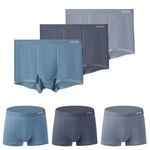 ZEEIAON Men's Underwear Boxer Briefs Ice Silk Viscose Comfortable Cool Seamless Underwear Trunks 3-Pack, Grayish Blue/Cyan Blue/Medium Grey(viscose), X-Large