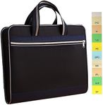 BTFLKNS Canvas Expanding Files Organizer, Waterproof Accordion File Organizer with Color Labels, A4 Size,13 Pockets File Folders with Handle, Business Document Bag Briefcase Waterproof Fabric(Black)