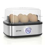 OSTBA Rapid Egg Boiler, 400W Compact Egg Cooker Multi-Functional, 6-Eggs Easy to Peel, Soft, Medium, Hard Boiled, Poacher, Omelet Maker, Steamer, Buzzer, Indicator light, Stainless Steel