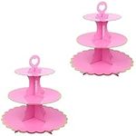 2 Pack Cupcake Stand for 24 cupcakes 3-Tier Foil edges Cake Stand cardboard, Perfect for Wedding, Birthday Party, Baby Shower and Graduation