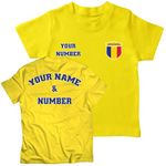 lepni.me Kids Personalised Football Jersey Romania | Your Name and Number | Romanian Flag Badge | Custom T-Shirt | Football Championship 2024 (12-13 Years Yellow Multi Color)