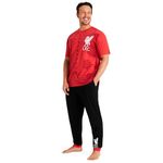 Liverpool F.C. Mens Pyjamas Set Nightwear T-shirt and Bottoms PJs Lounge Set for Men Teenagers S-3XL Gifts for Men (3XL, Black/Red)