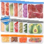 Lerine 18 Pack Dishwasher Safe Reusable Bags Silicone, Leakproof Reusable Freezer Bags, BPA Free Reusable Storage Bags for Lunch Marinate Food Travel - 7 Gallon 7 Sandwich 4 Snack Bags