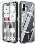 BESINPO for Nothing Phone 2 Case with Tempered Glass Screen Protector,Anti-Yellowing Military Grade 360 Full Body Shockproof Slim Transparent Bumper Cover Phone Case for Nothing Phone 2 -Clear