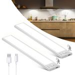 9Inch Under Cabinet Lighting Wireless, 2Pack 38LED Motion Sensor Light Indoor Dimming Closet Light, USB Rechargeable Under Cabinet Lights 6500K Under Counter Lights for Kitchen