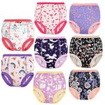 FLYISH DIRECT Potty Training Pants, Toilet Training Pants, 8 Packs of Girls Training Pants, Organic Cotton Training Underwear, 5 Years, Purple