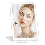 iHMeiju Travel Makeup Vanity Mirror with 72 Led Lights 3 Colors Light Modes, Rechargeable Portable Lighted Makeup Beauty Mirror, Tabletop LED Folding Cosmetic Mirror with Dimmable Touch Screen.