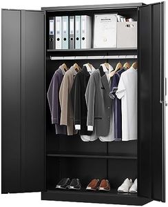 Letaya Metal Wardrobe Cabinets with Lock,Clothing Locker 72" X 36" X 18" Storage Cabinets for Home Room,Fire Department, School, Employee,Gym,Government (Black)